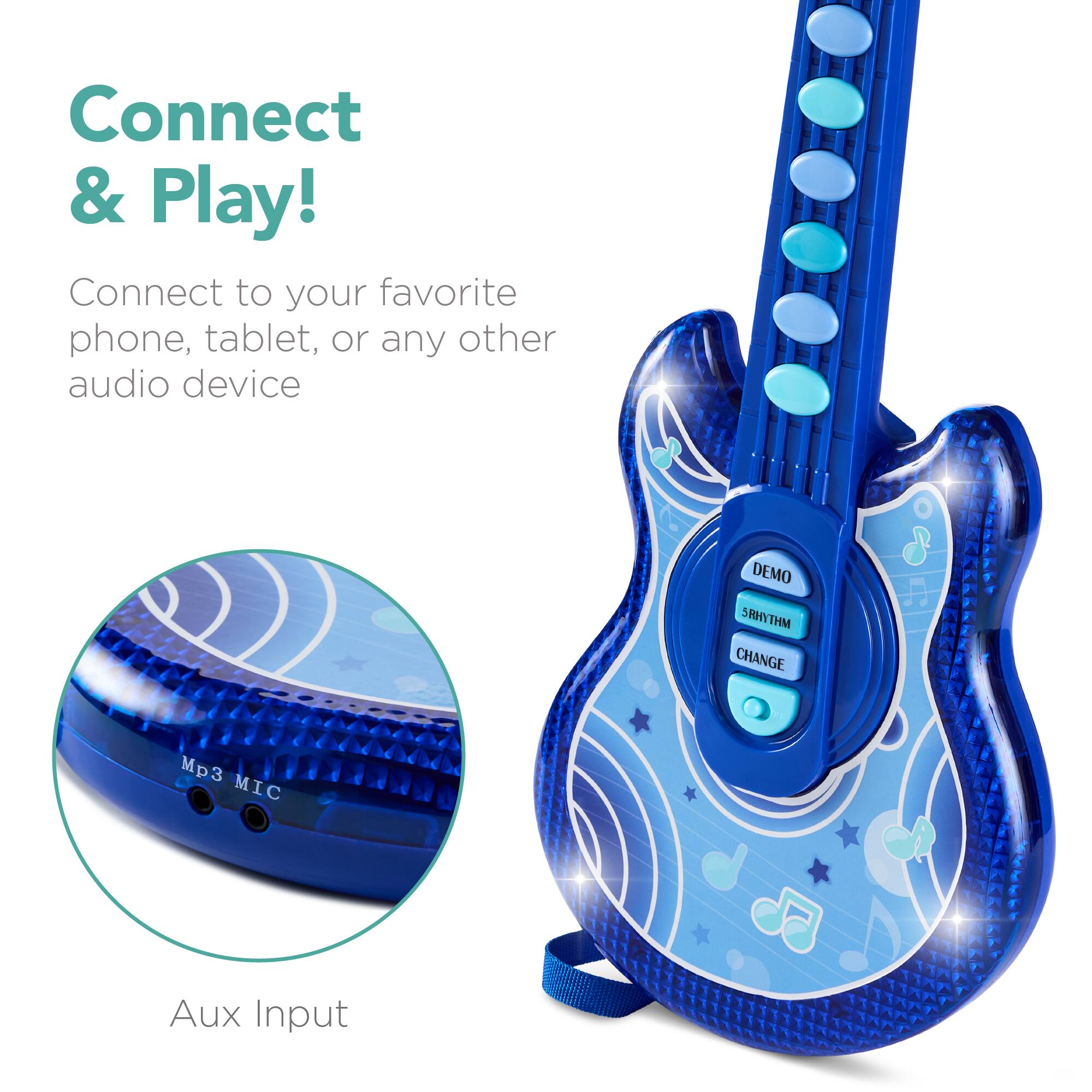 Connect & Play!  
Connect to your favorite phone, tablet, or any other audio device  

DEMO  
SRHYTHM  
CHANGE  

Mp3 MIC  
Aux Input