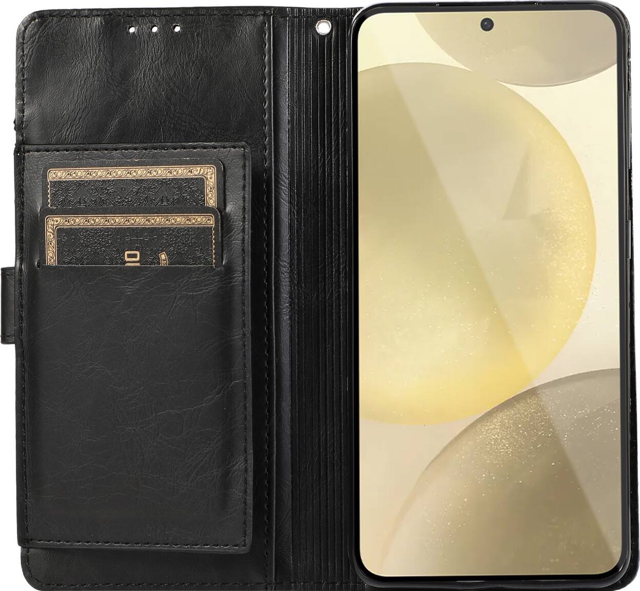 Alt View 13. SaharaCase - Genuine Leather Folio Wallet Case for Samsung Galaxy S24+ - Black.