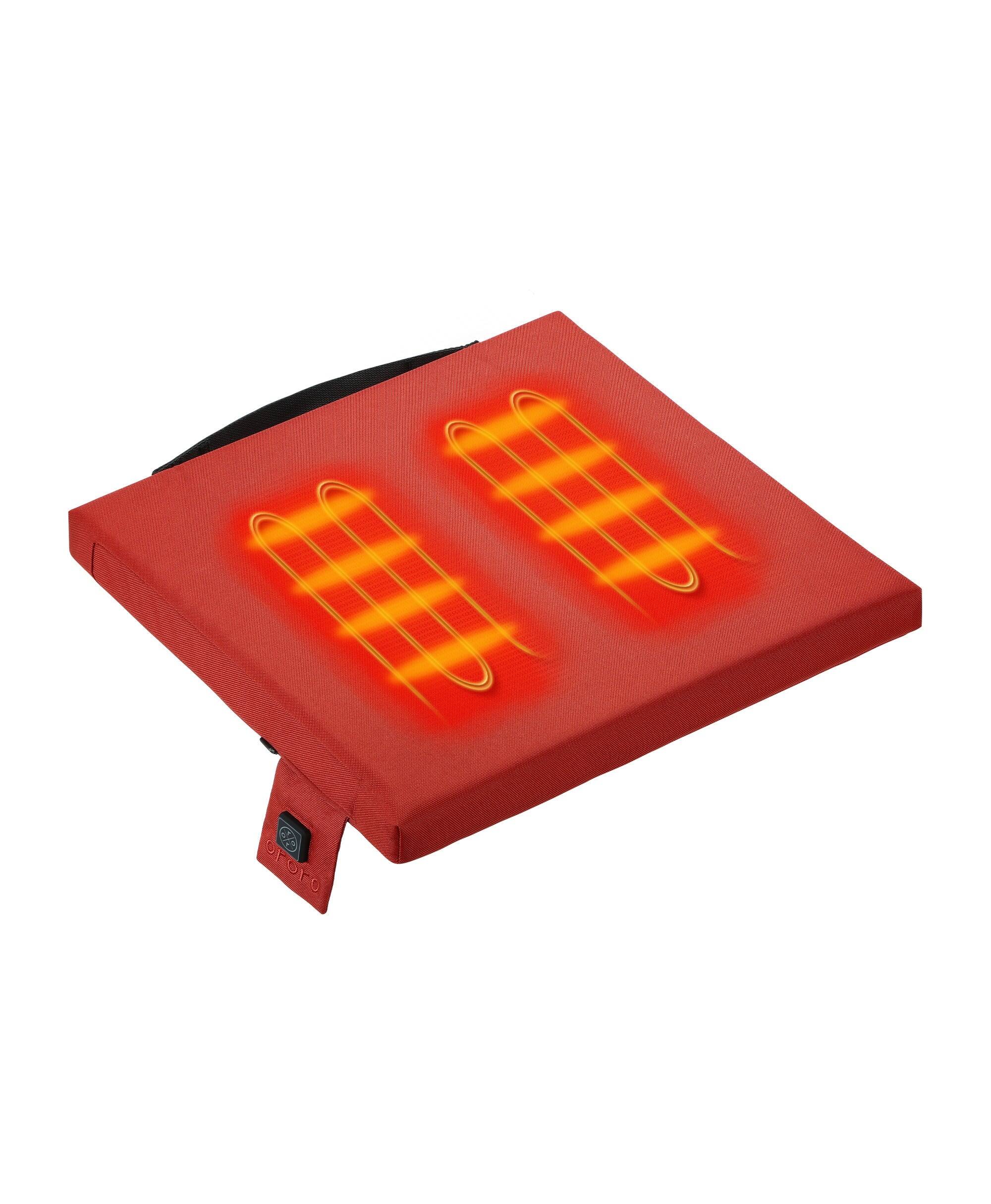 Front. ororo - Endzone Heated Seat Cushion - Red.