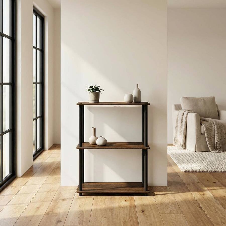 Single Bookcase FurniFact Engineered Wood bookcase with sleek design for home storage ...