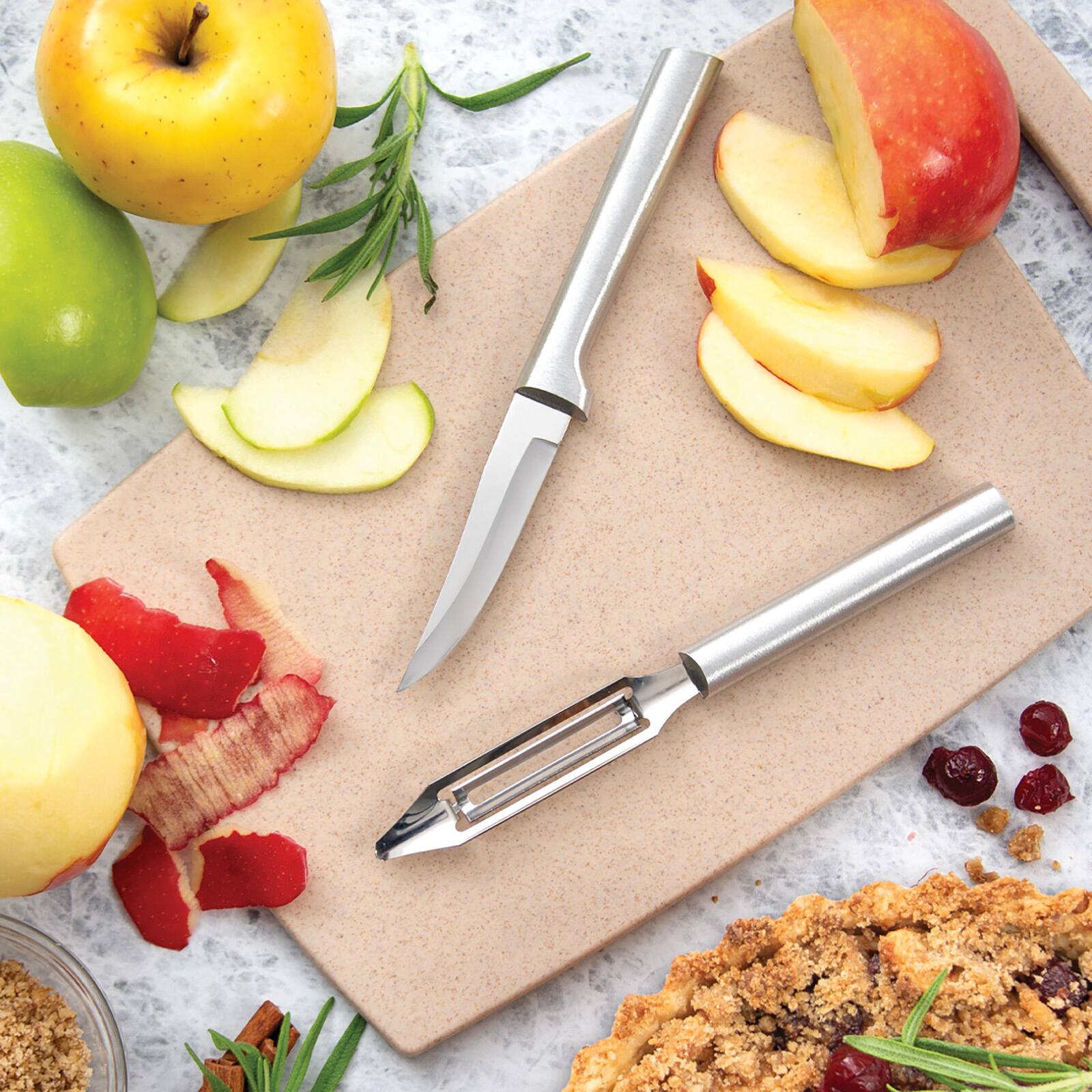 Alt View 1. Rada - 2-Piece Pare & Peel Knife Set with Gift Box, Silver Handles - Silver.