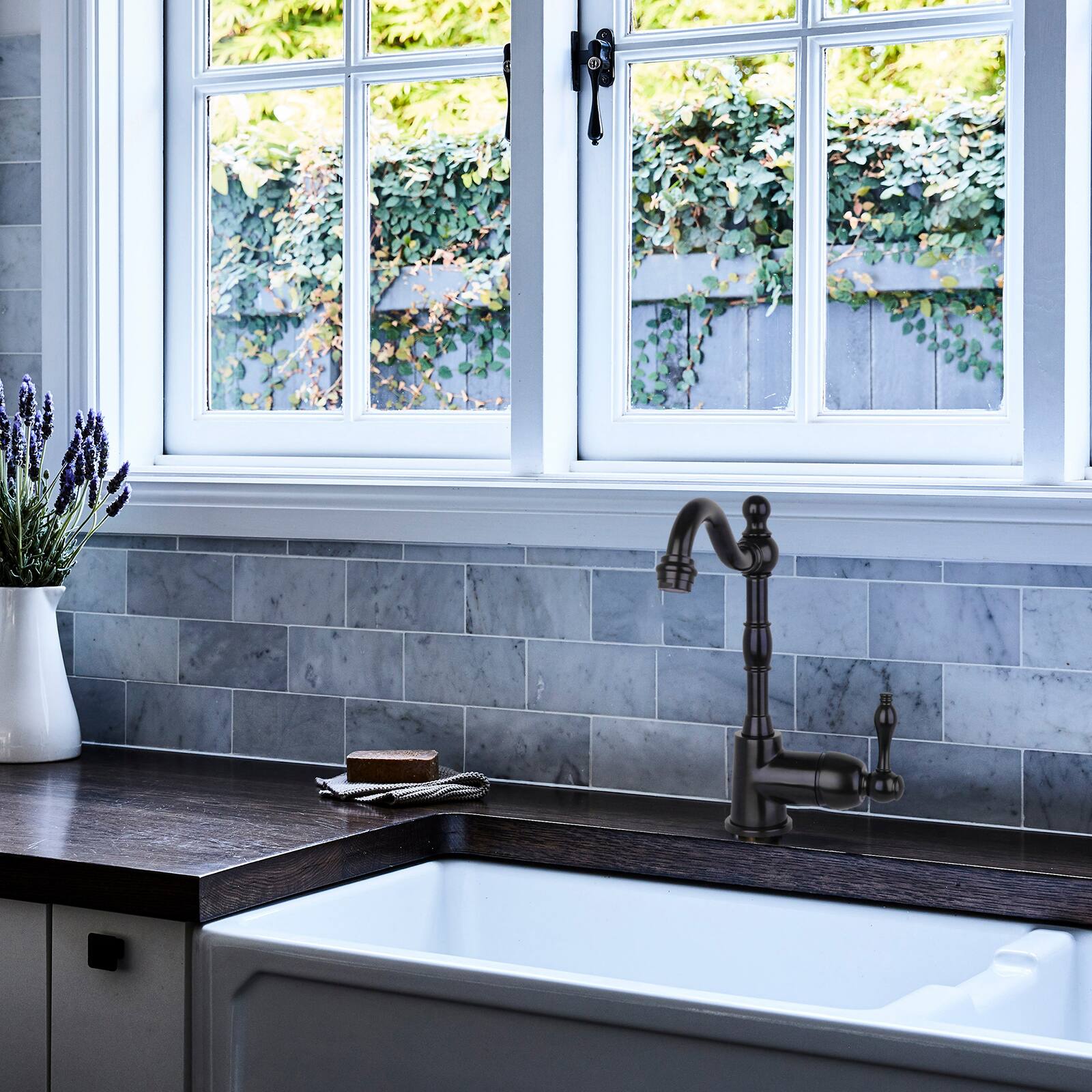 Alt View 5. Akicon - Akicon Solid Brass One-Handle Widespread Kitchen Bar Faucet in Matte Black - Matte Black.