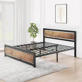 Qeetex - Queen Bed Frame with Headboard - As Shown