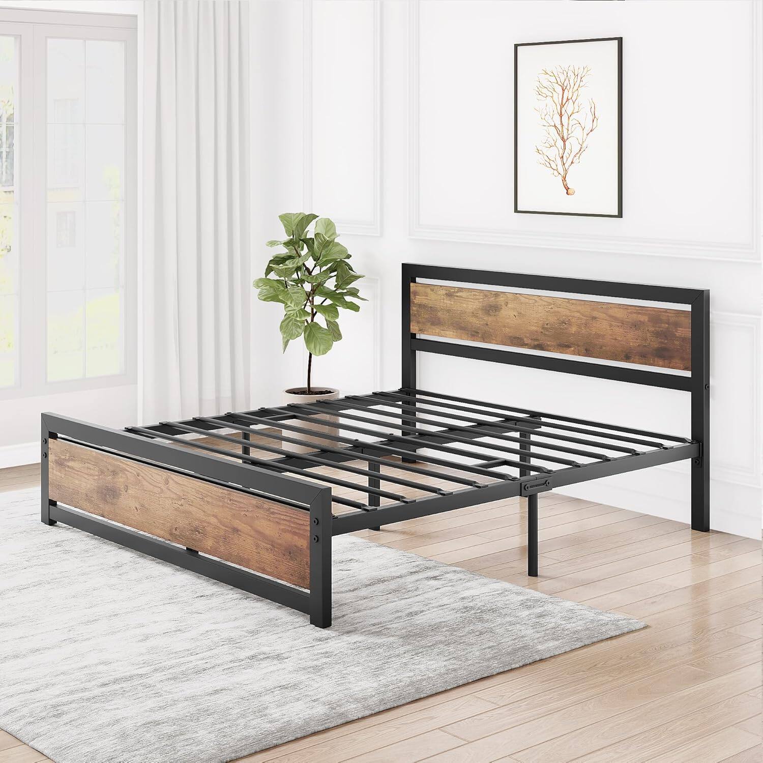 Front. Qeetex - Queen Bed Frame with Headboard - As Shown.