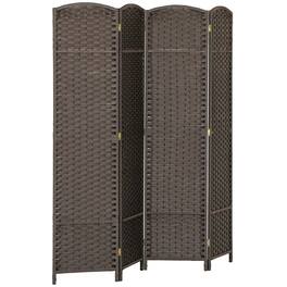Homcom - Room Divider, Folding Privacy Screen, Tall Freestanding Wall Partition for Home Office and Bedroom - Brown