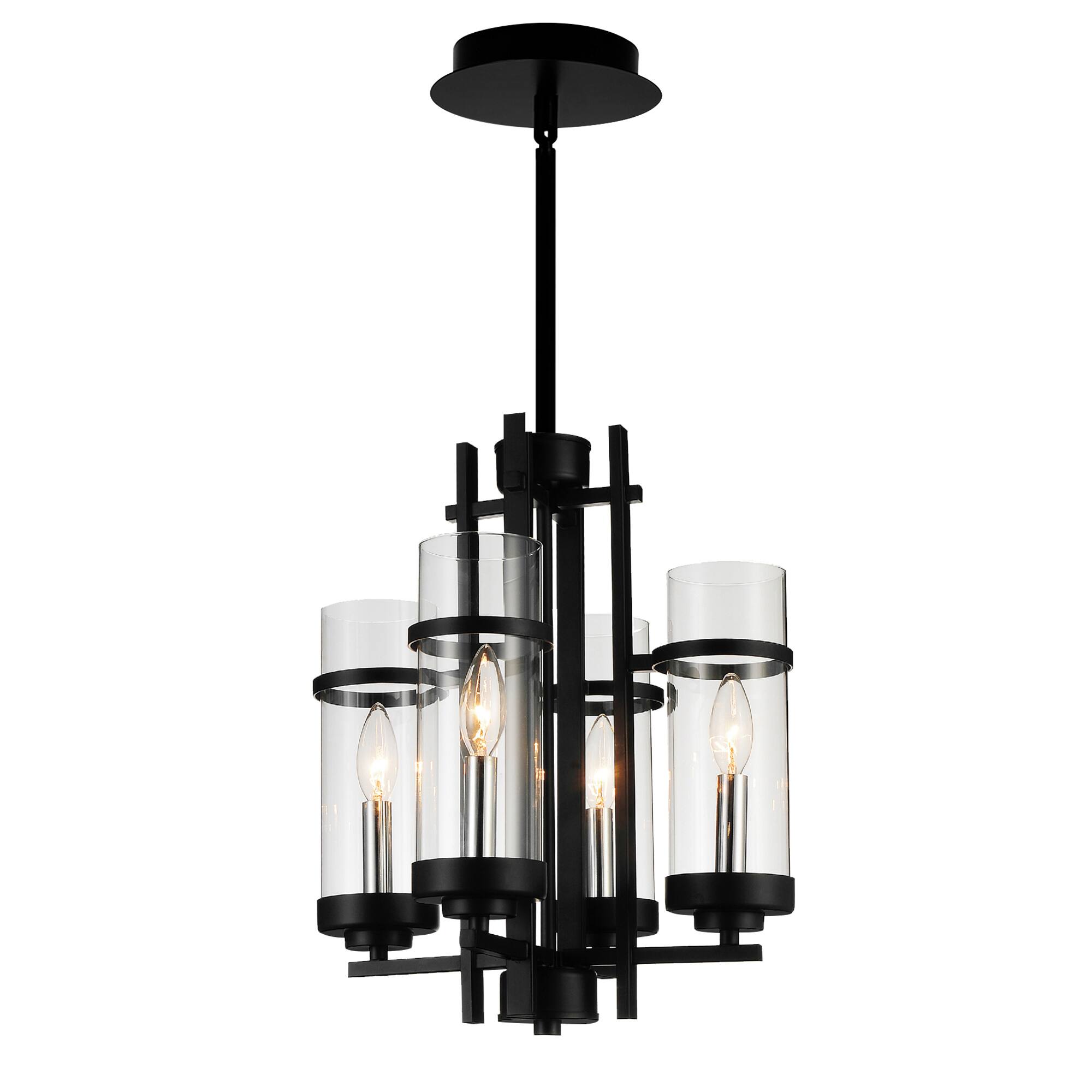Front. CWI Lighting - Sierra 4 Light Up Mini Pendant With Black Finish - Black.