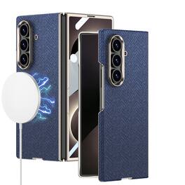 Dteck - Magnetic Slim Case for Samsung Galaxy Z Fold8 Ultra,Built-in Screen Protector,Shock-absorbent PU Leather Back Cover - Blue
