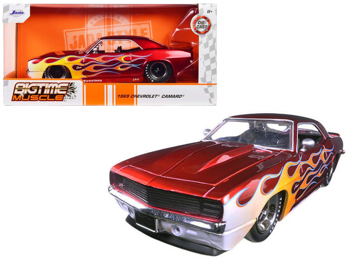 Jada 1969 Chevrolet Camaro with Flames 1/24 Red 99085 - Best Buy