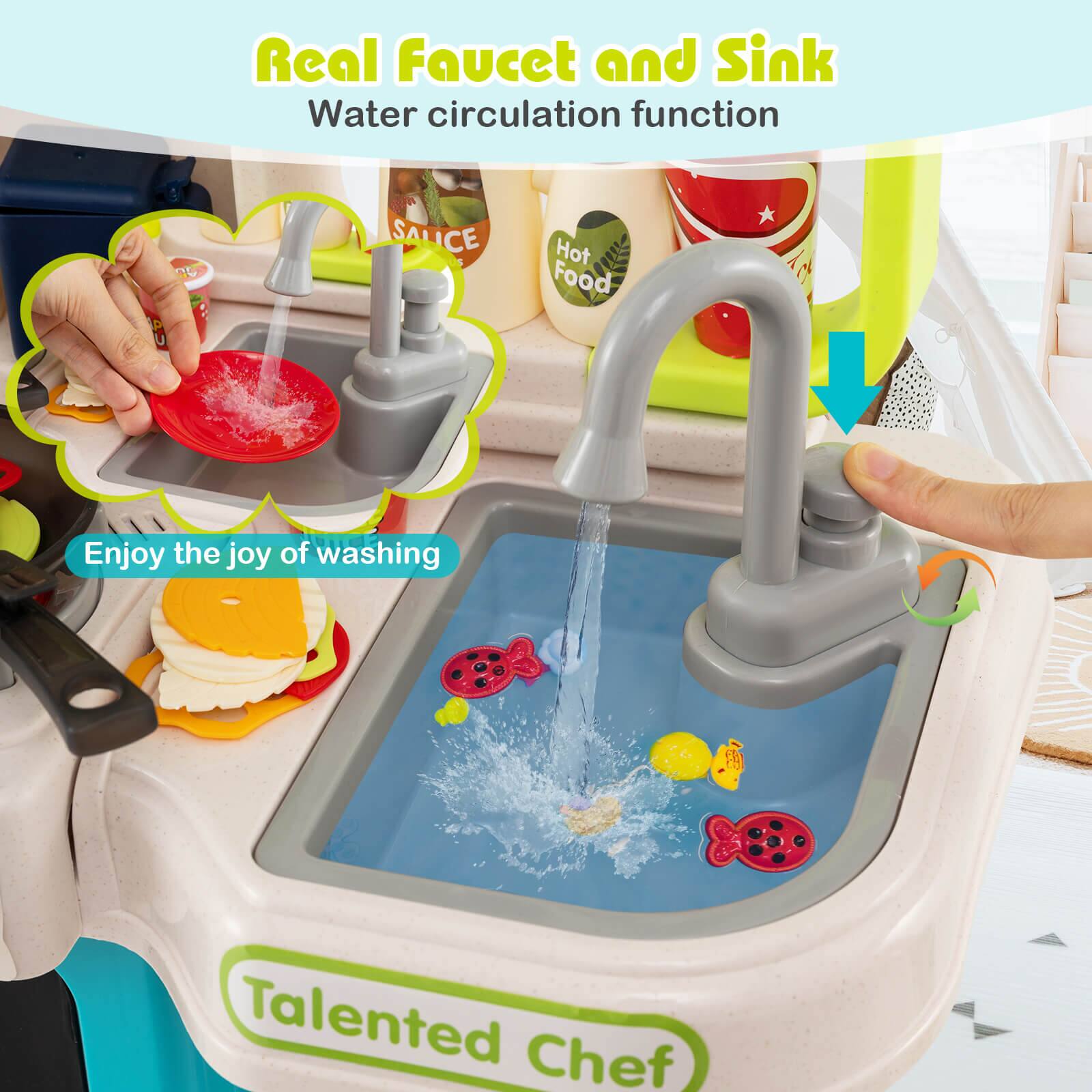 Real Faucet and Sink  
Water circulation function  

Enjoy the joy of washing  

Talented Chef