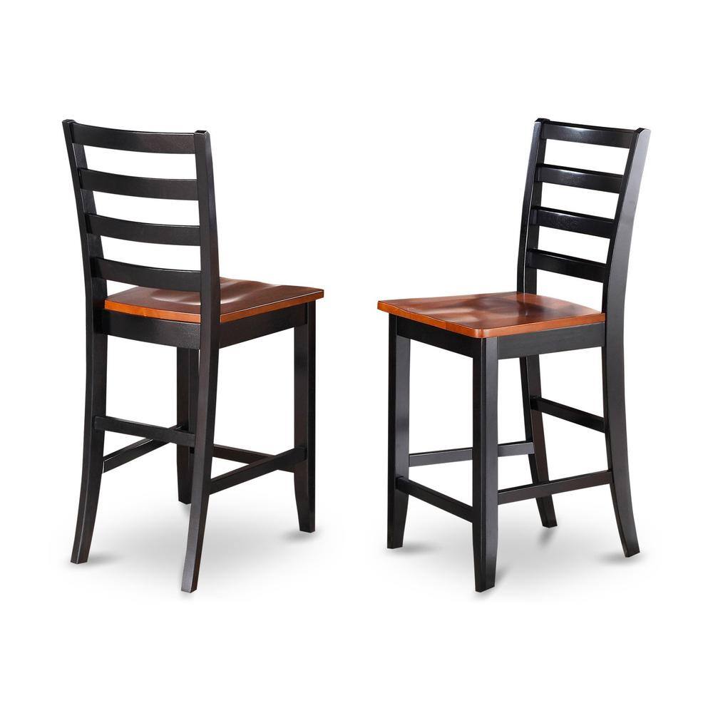 Front. East West Furniture - Fairwinds Stool with lader back in Black & Cherry - Black & Cherry.