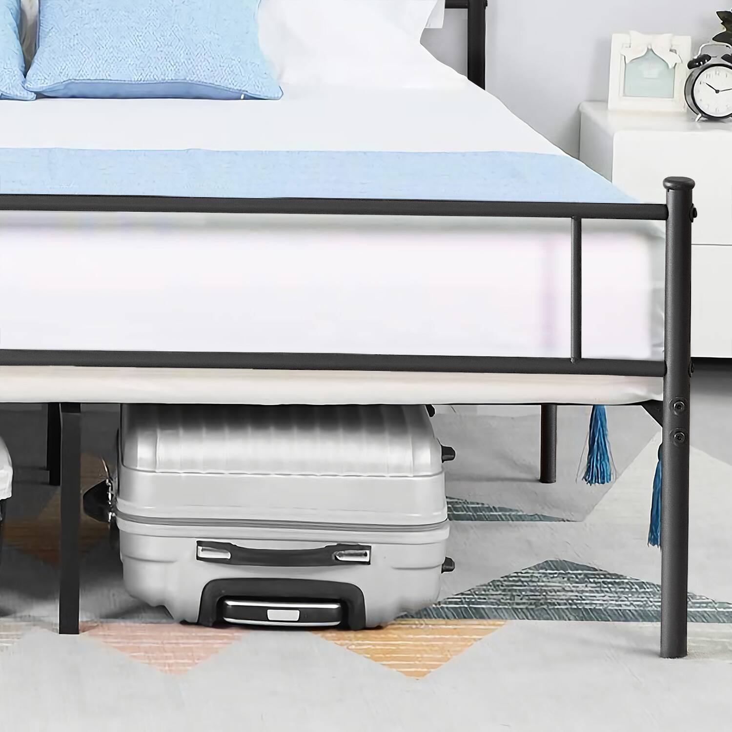 Left. Vecelo - 14" Full Metal Bed Frame with Headboard&Footboard, Heavy Duty Steel Slats, No Box Spring, Black-Easy Assembly - Black.