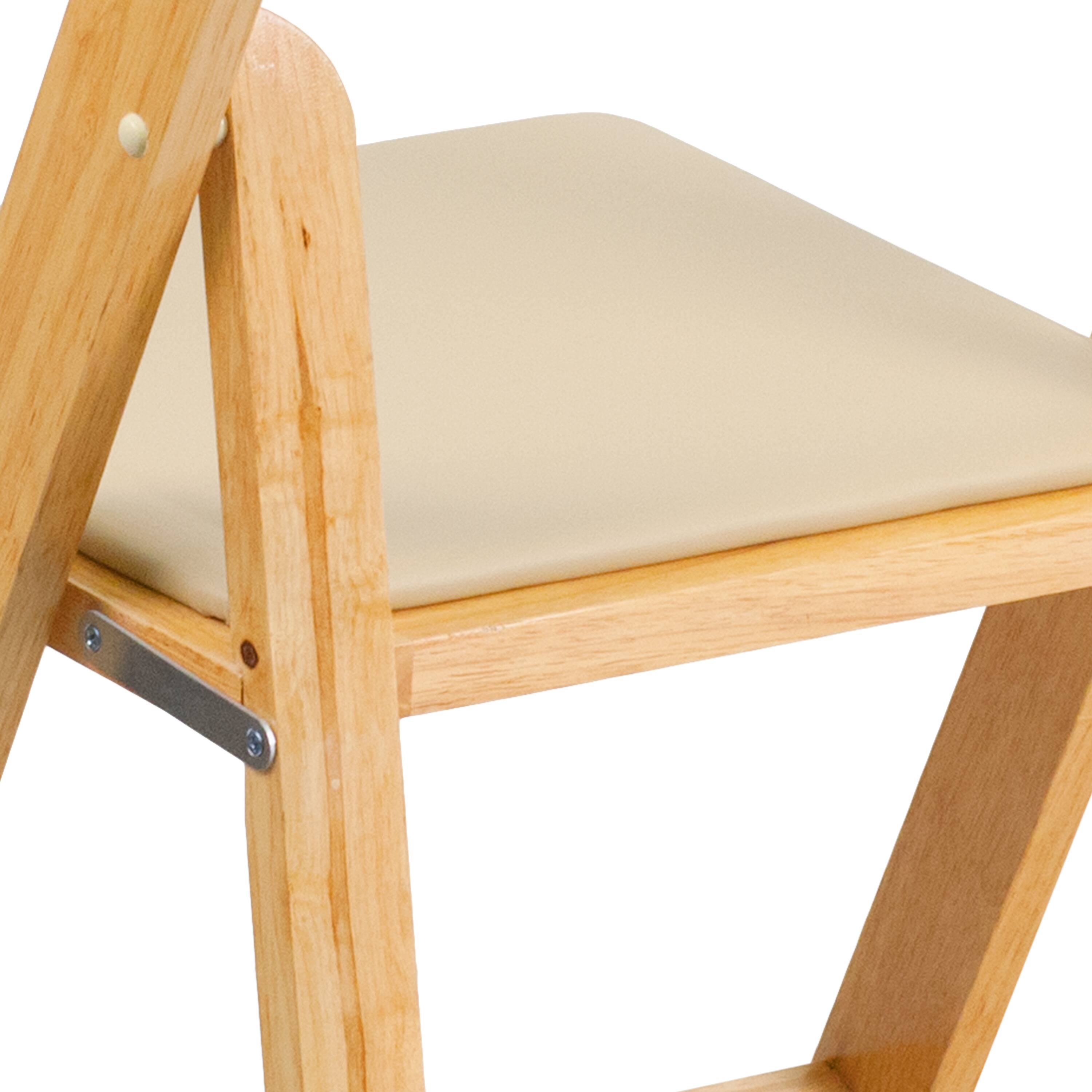 Alt View 10. Emma + Oliver - 2 Pack Wedding Party Event Wood Folding Chair with Vinyl Padded Seat - Natural.
