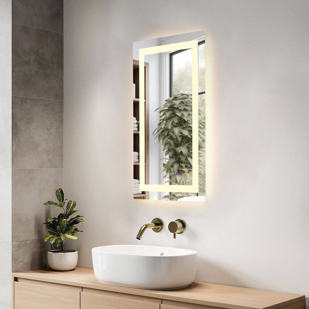Alt View 10. Elegant Kitchen and Bath - Riven 36X20 Led Mirror, Adjustable Color 3000K/4200K/6400K - White.