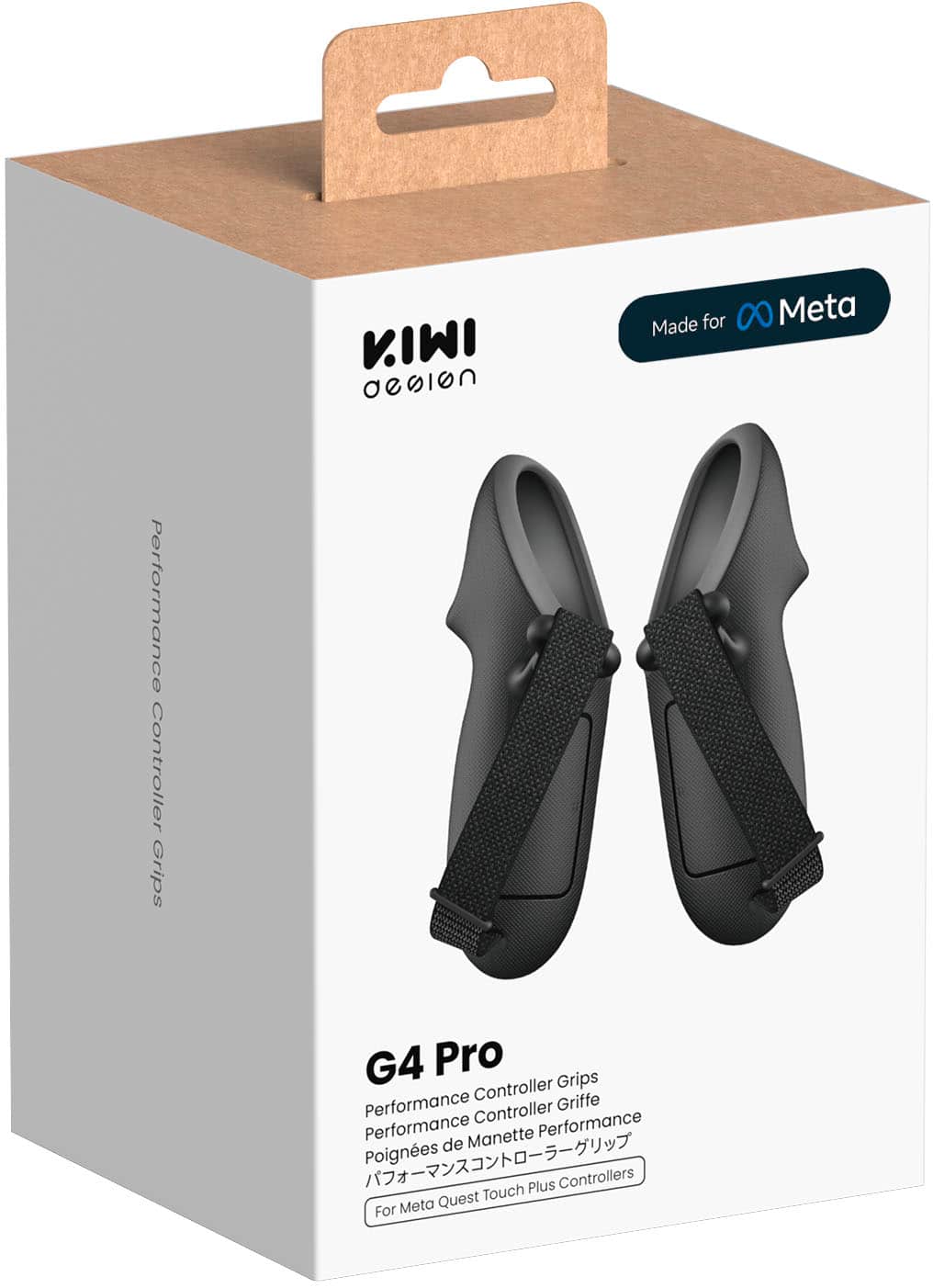 The text on the image reads: "KIWI desion Made for 0 Meta Performance Controller Grips G4 Pro Controller Grips Performance Controller Griffe Performance Manette Performance de Poignes Plus Controllers Quest Touch For Meta."