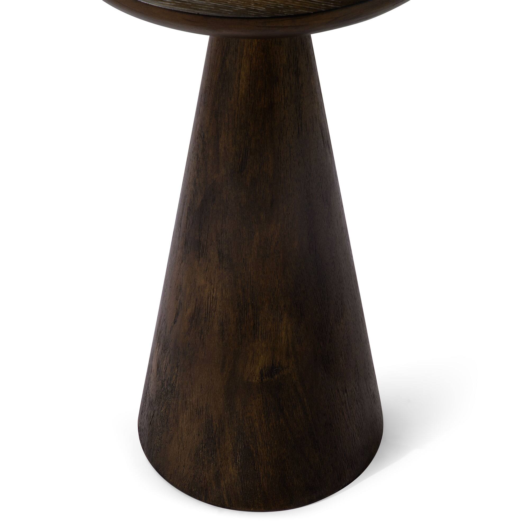 Alt View 10. Maven Lane - Maven Lane Owen Rustic Wooden Drink Table, 12" Round Wood Side Table, Aged Brown - Aged Brown.
