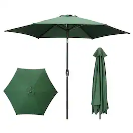 Ainfox - 9ft Patio Umbrella Outdoor Market Umbrella UV Protection Sturdy Frame W/Easy Crank - Green