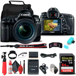 Canon - EOS 5D Mark IV DSLR Camera w 24-70mm f/4L Lens (1483C018) Base Bundle (International Version)