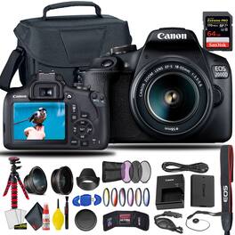 Canon - EOS 2000D / Rebel T7 DSLR Camera + 18-55mm Lens & Accessory Bundle - Black