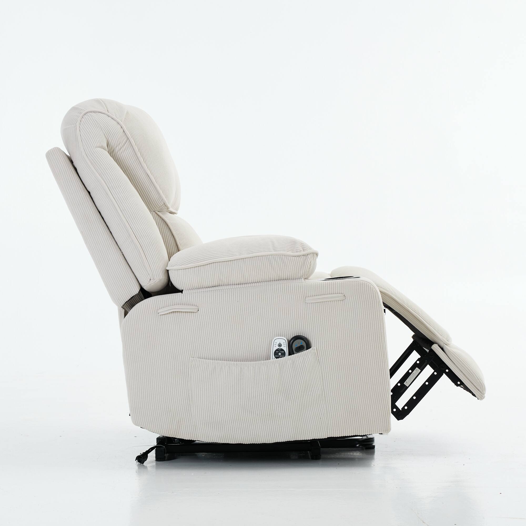 Alt View 4. GOODSILO - Remote-Controlled Power Lift Recliner Chair with Heating and Massage for Elderly and Seniors - Ivory.