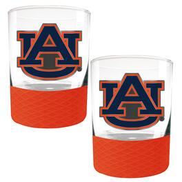 Great American Products - Auburn Tigers 2-Pack 14oz. Rocks Glass Set with Silcone Grip - Orange