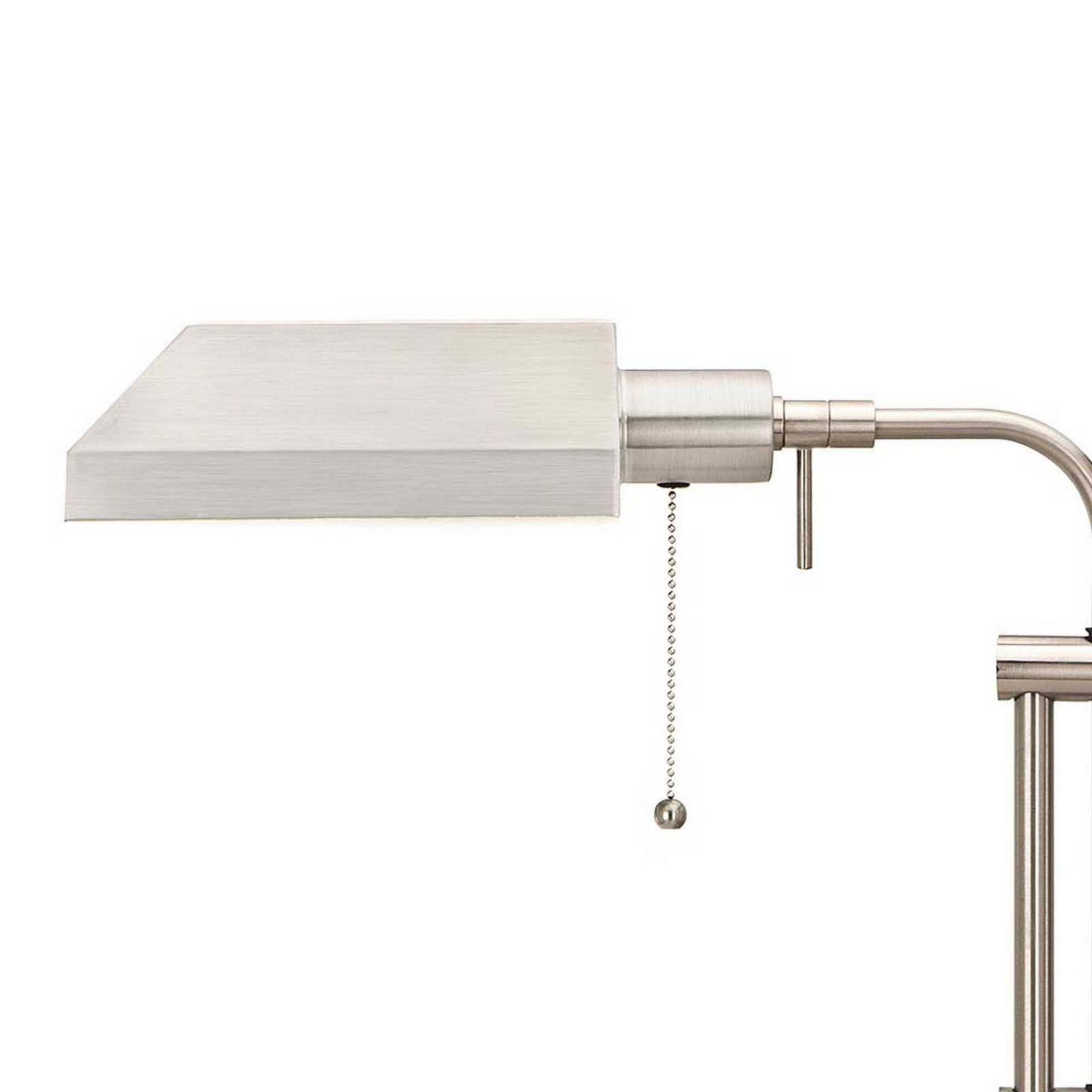 Angle. Manhattan Lane - Metal Rectangular Desk Lamp with Adjustable Pole - Silver.