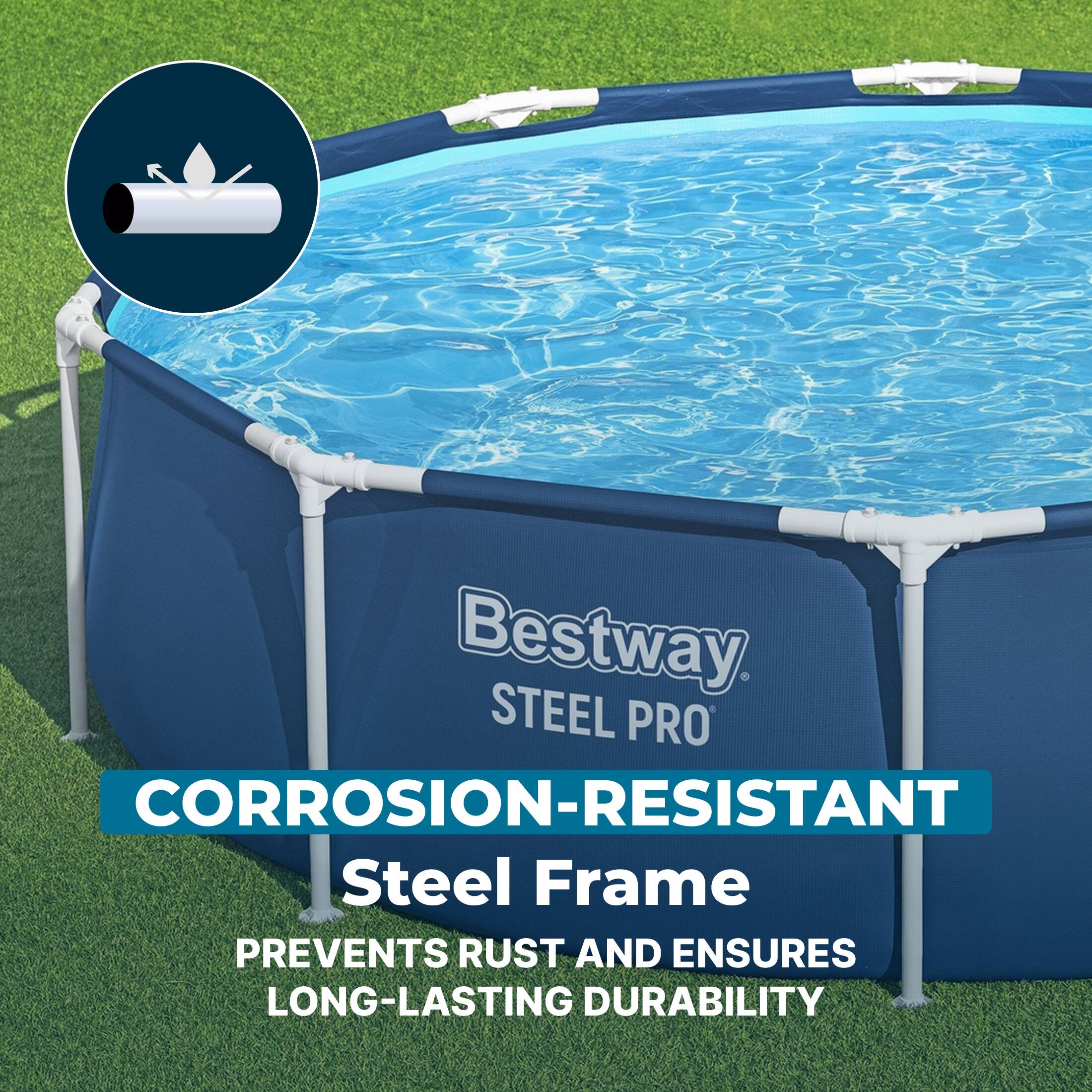 Bestway. STEEL PRO CORROSION-RESISTANT Steel Frame PREVENTS RUST AND ENSURES LONG-LASTING DURABILITY
