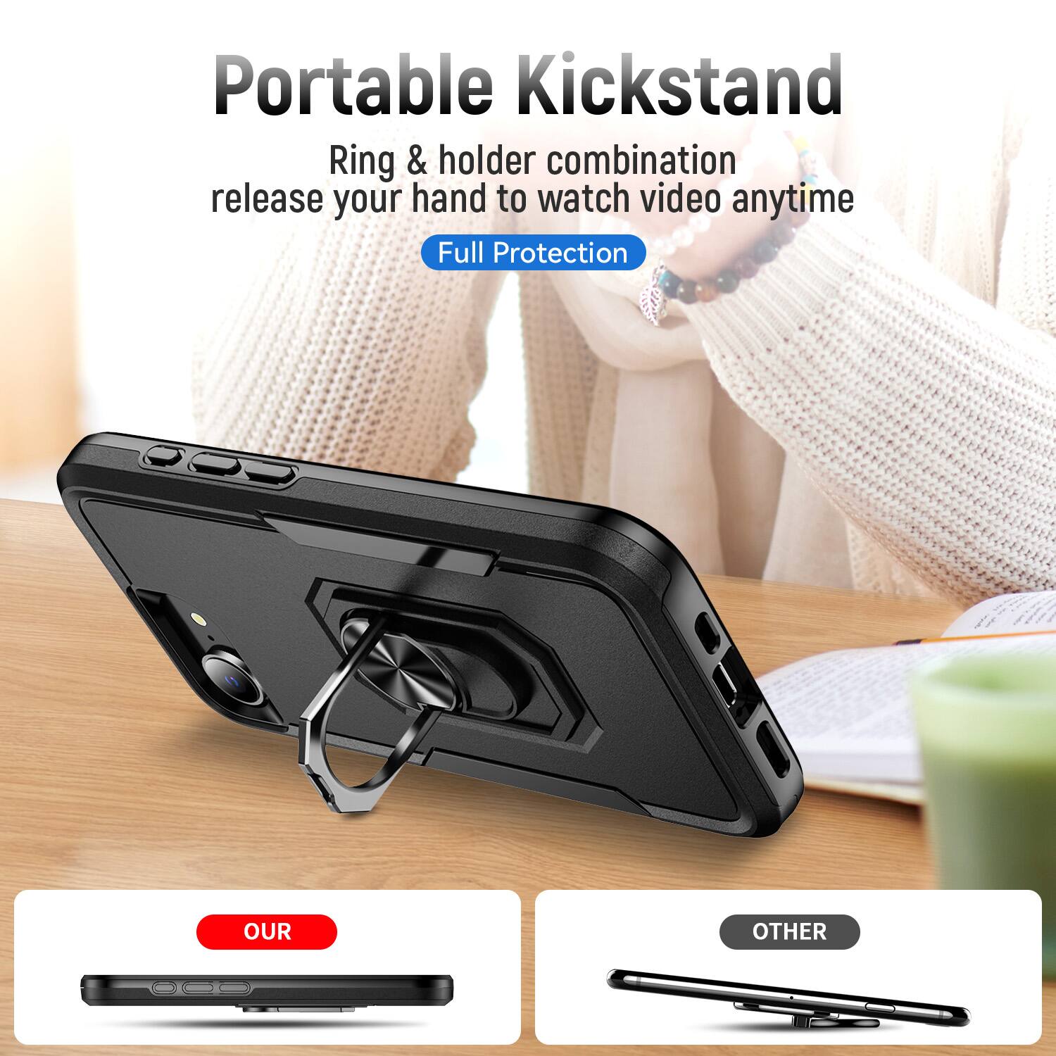 Portable Kickstand  
Ring & holder combination release your hand to watch video anytime  
Full Protection  

OUR  
OTHER
