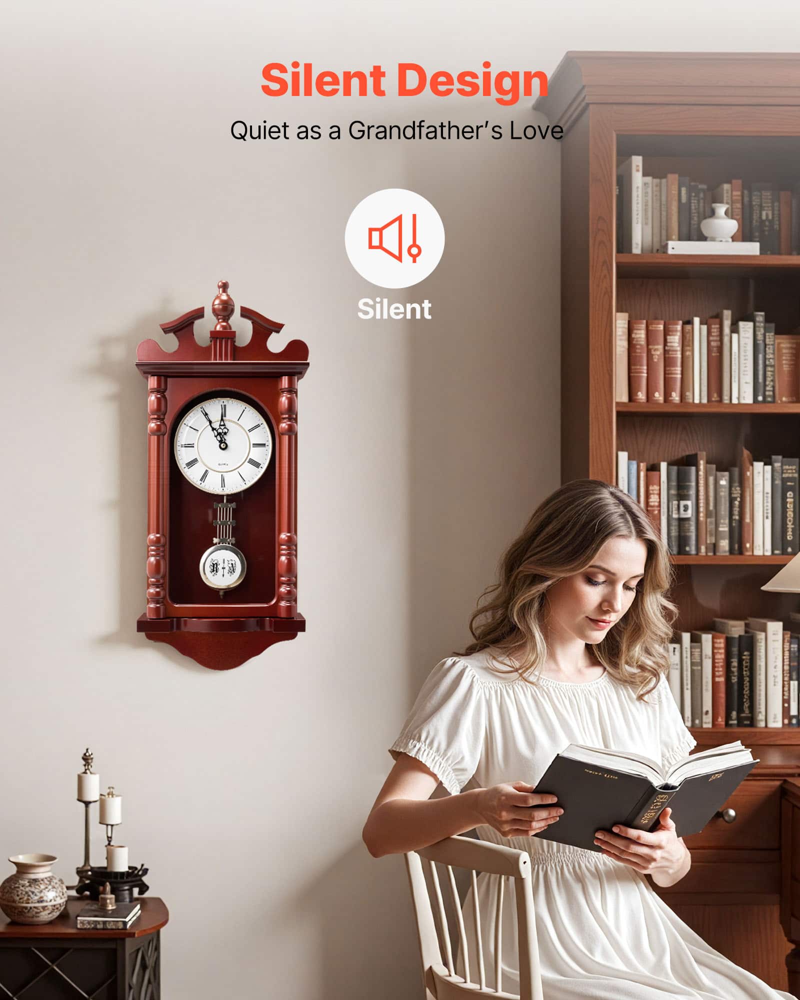 VEVOR Grandfather Clock, 23.2 in Classic Vintage Pendulum Clock