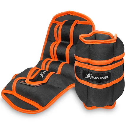 Front. ProsourceFit - ProsourceFit Adjustable Ankle Weights, 3.5 lbs, Set of 2 - Orange.