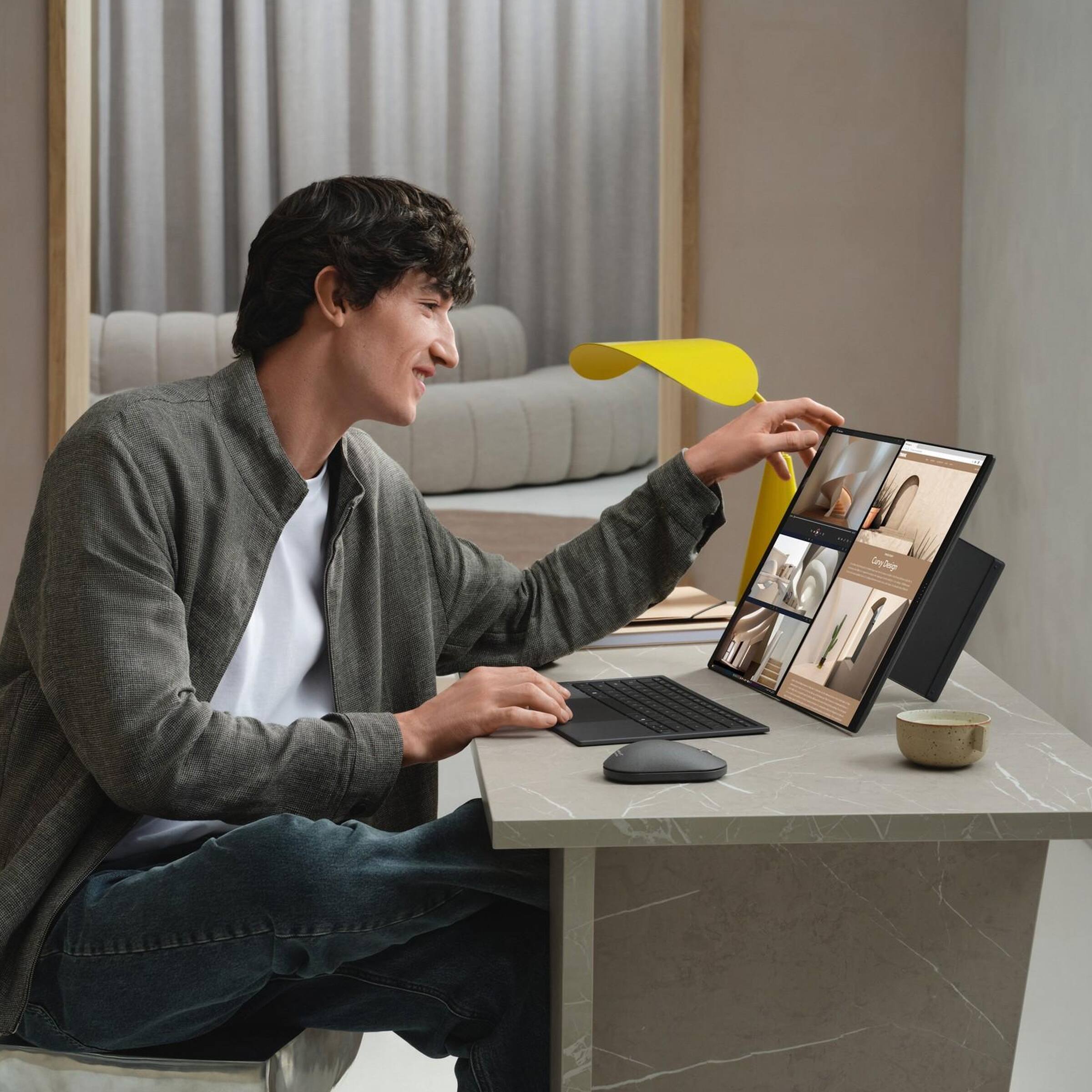 Alt View 10. ASUS - Zenbook Duo Dual 14" 3K OLED Touch Laptop - Intel Core Ultra 9 386H - 32GB Memory - 1TB SSD - Moher Gray.