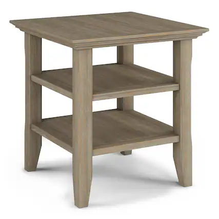 Front. Simpli Home - Acadian SOLID WOOD 19 inch Wide Square Transitional End Table in Distressed Grey - Distressed Gray.