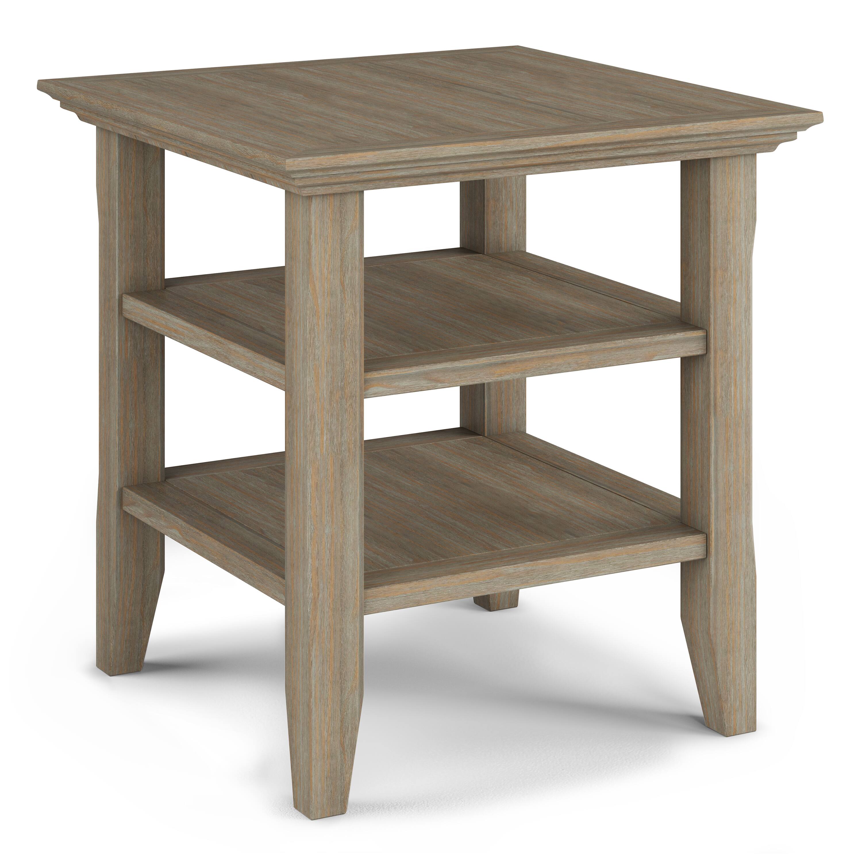 Front. Simpli Home - Acadian SOLID WOOD 19 inch Wide Square Transitional End Table in Distressed Grey - Distressed Gray.