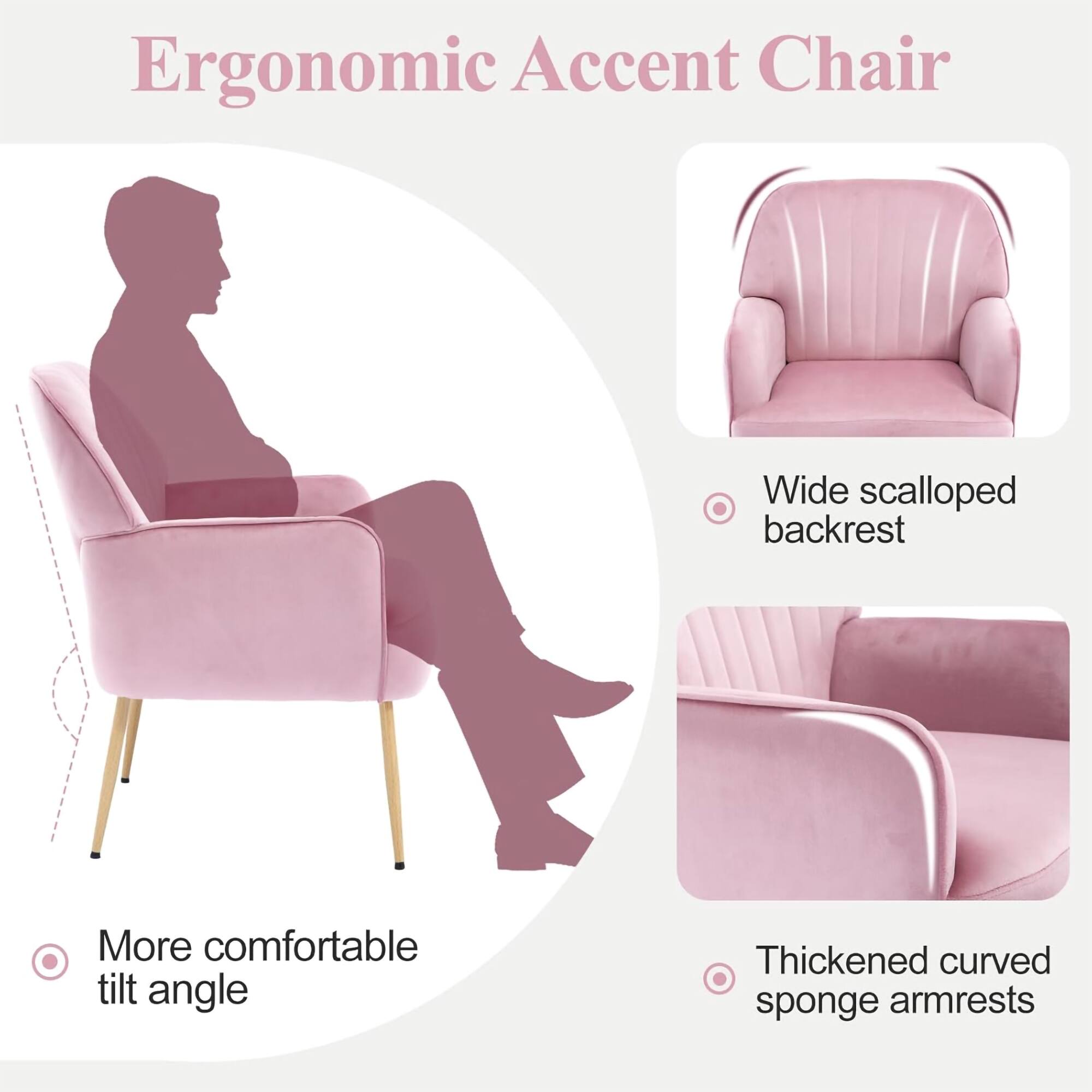 Ergonomic Accent Chair

- Wide scalloped backrest
- More comfortable tilt angle
- Thickened curved sponge armrests