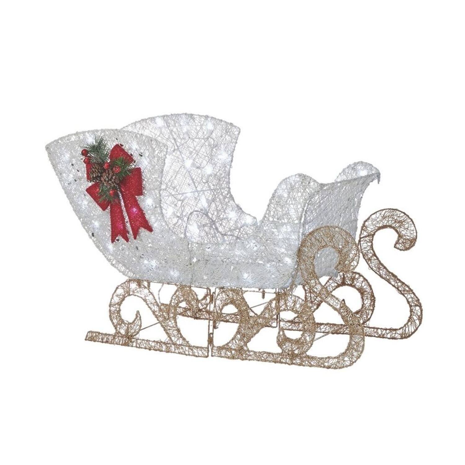 Alt View 8. NOMA - NOMA Reindeer and Sleigh Christmas Display Pre-Lit LED Outdoor Lawn Decoration - White.