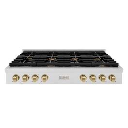 ZLINE - 48 in. Autograph Paramount Gas Rangetop with Bronze Accents (SRTSZ-48-CB) - Stainless Steel