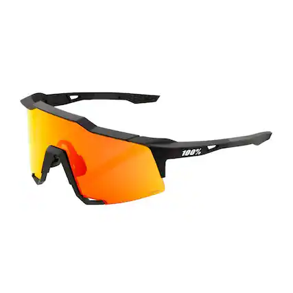 Front. 100% - 100% SPEEDCRAFT Sport Performance Cycling Sunglasses (Soft Tact Black - HiPER Red Multilayer Mirror Lens) - N/A.