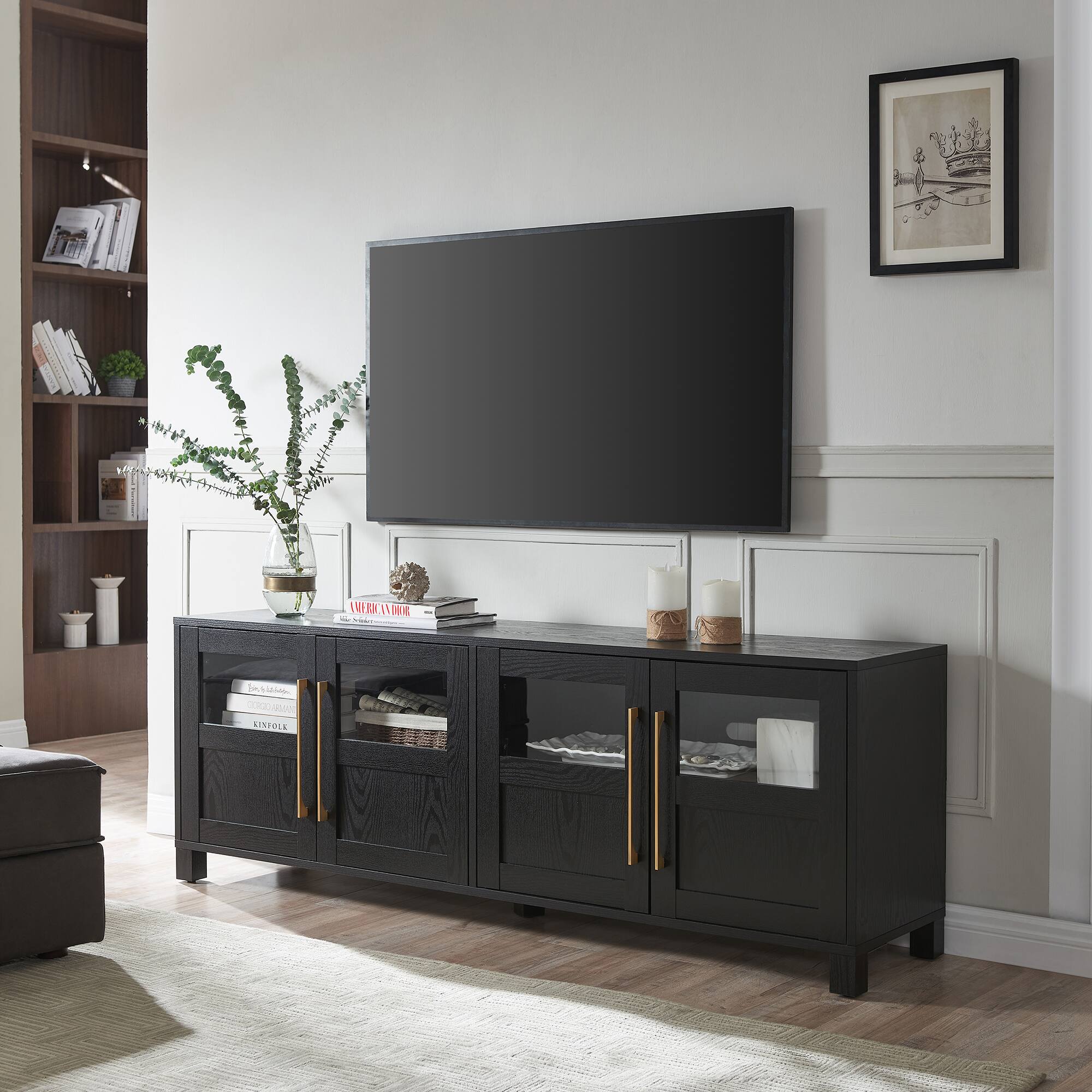 Alt View 35. Hudson&Canal - Holbrook TV Stand for Most TVs up to 75" - Black Grain.