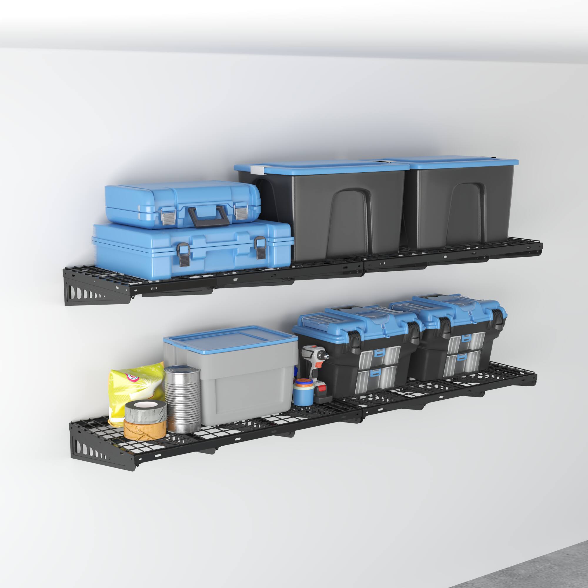 Alt View 8. Fleximounts - 48 in. x 24 in. Heavy Duty Steel Garage Wall Shelf with Brackets - Black.