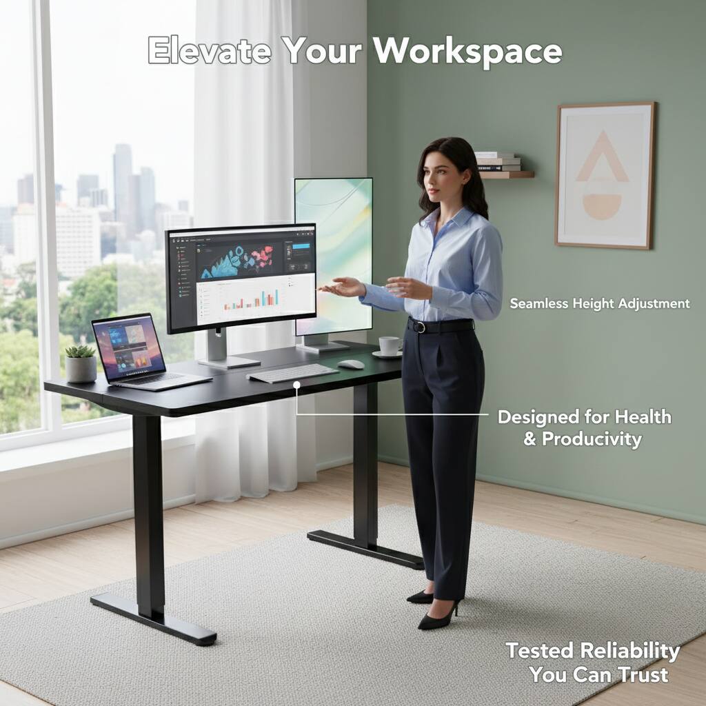 Elevate Your Workspace

Seamless Height Adjustment

Designed for Health & Productivity

Tested Reliability You Can Trust