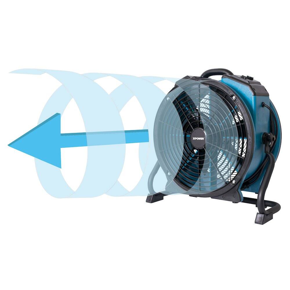 Angle. XPOWER - 1/3 HP 3600 CFM 5 Speed Portable 18" Grade Utility Fan - Blue.