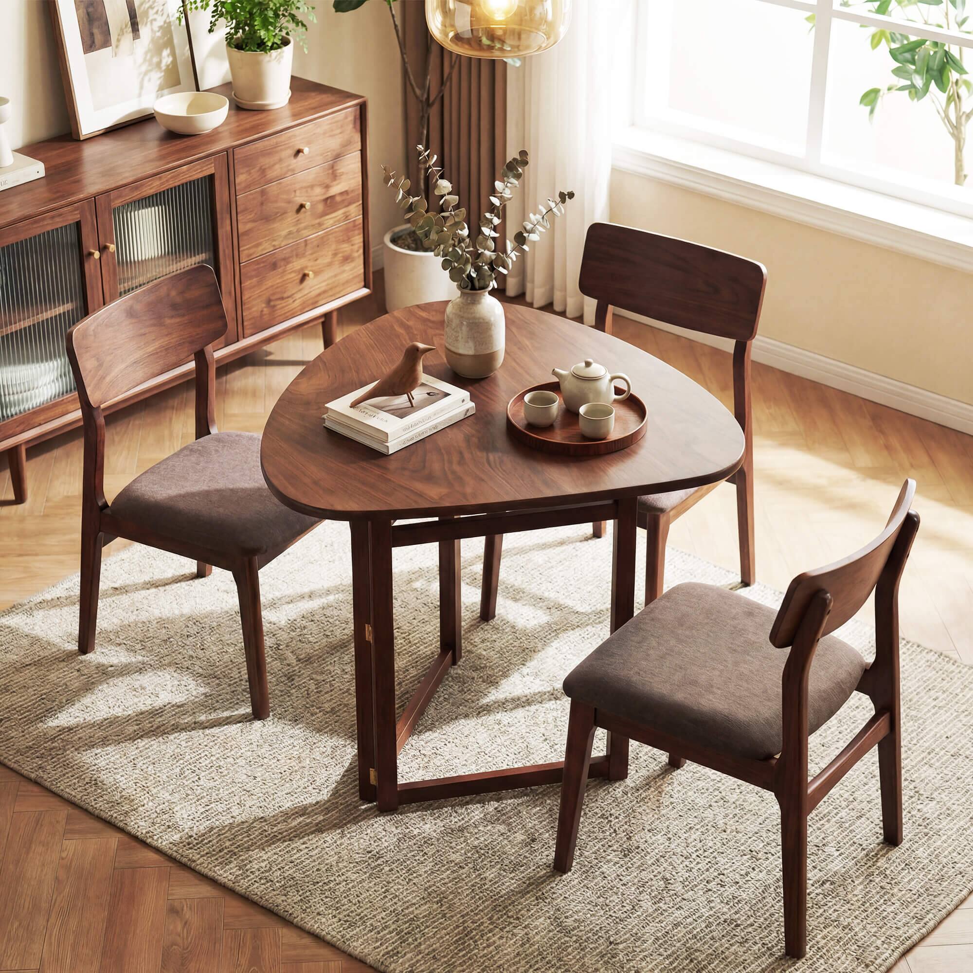 Alt View 2. Costway - Costway Foldable Dining Table with Rubber Wood Legs Space-Saving Dinner Table for Apartment - Walnut.