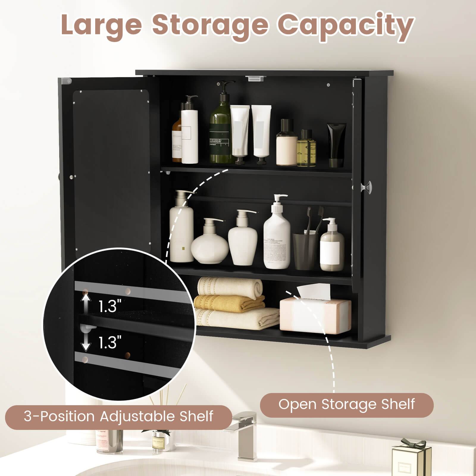 Large Storage Capacity, 3-Position Adjustable Shelf, Open Storage Shelf