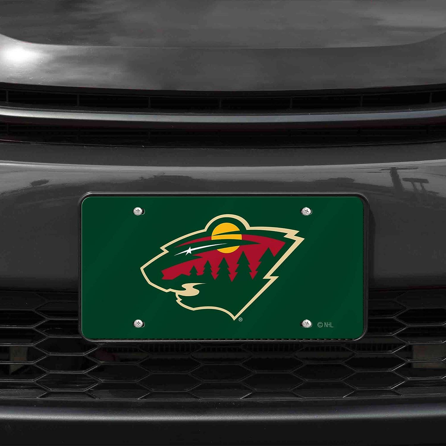 Alt View 2. Rico Industries - Minnesota Wild NHL Green Mirrored Laser Cut License Plate Laser Tag - Multi.