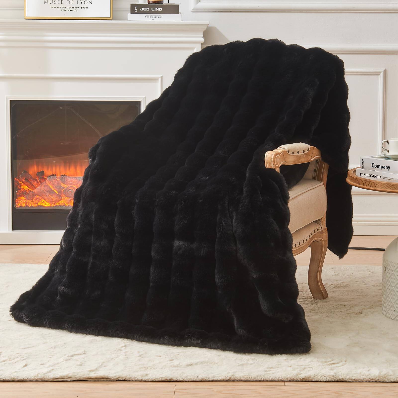Fur Black Throw