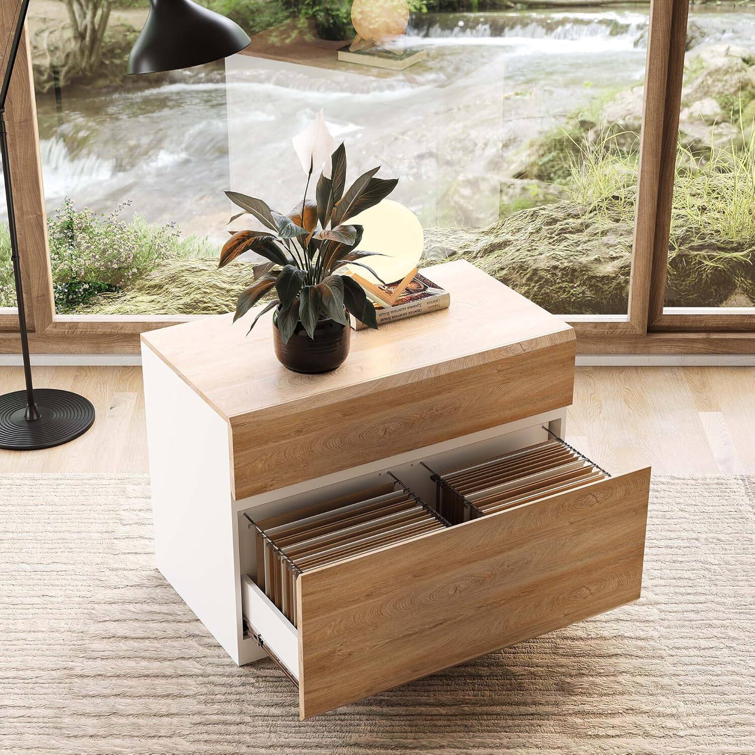 Alt View 2. ModernMate - 31"W*23"H 2 Drawer Wood Lateral File Cabinet with Anti-tilt Mechanism.