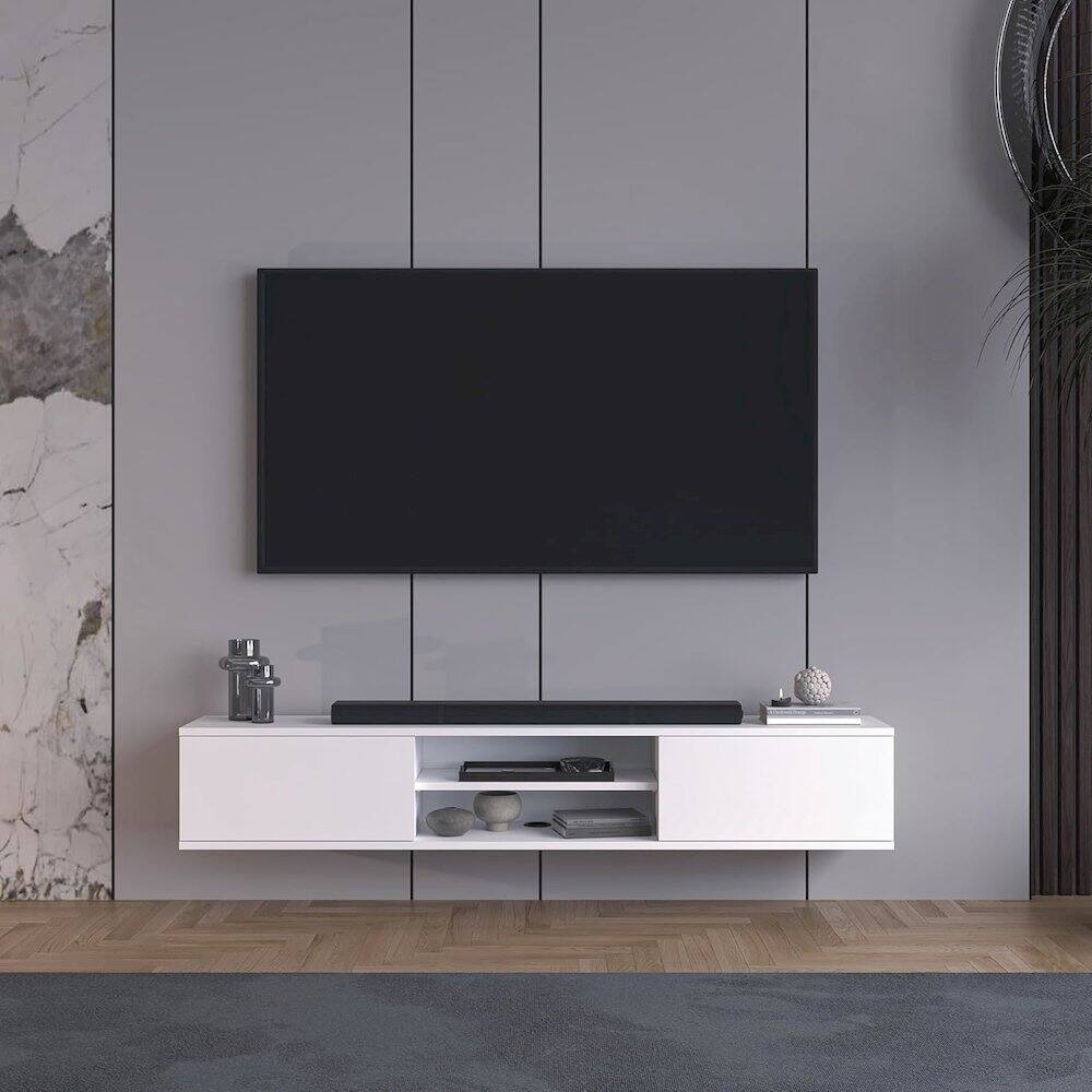 Alt View 4. Atelier Mobili - Floating TV Stand for 75 Inch TVs, Modern Entertainment Center - Brown.