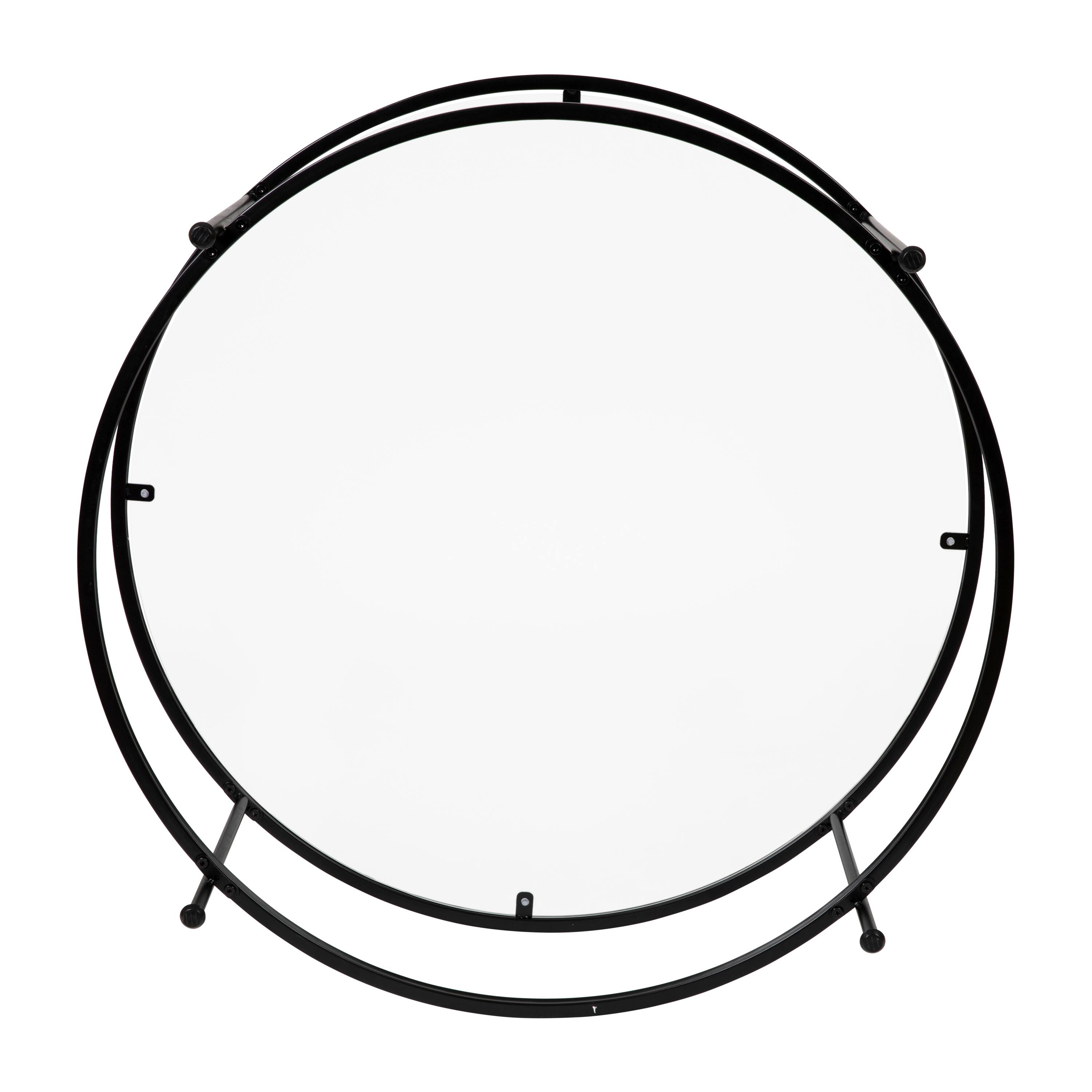 Alt View 7. Emma + Oliver - Glass Living Room Coffee Table with Round Metal Frame - Clear Top/Matte Black Frame.