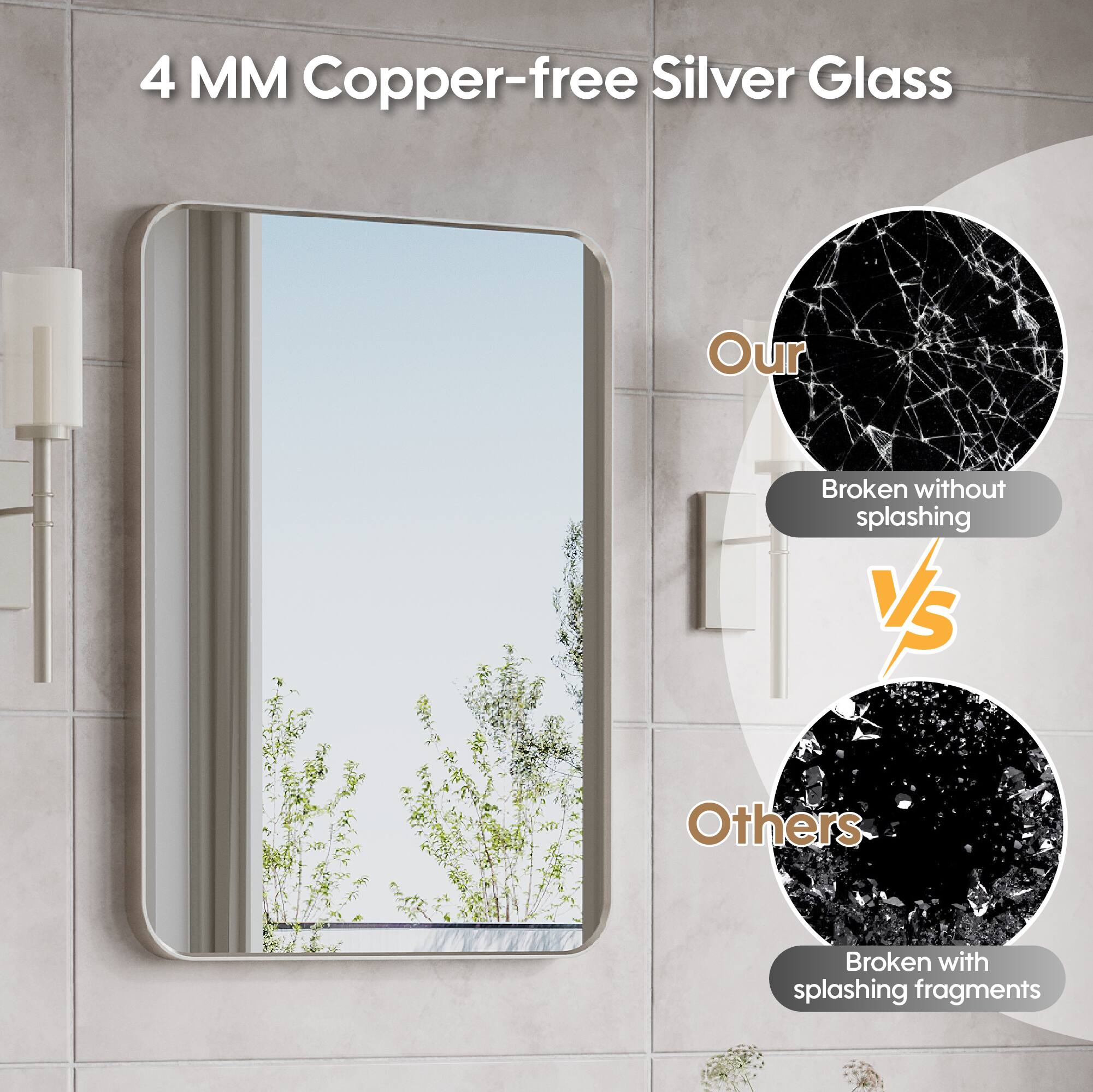 4 MM Copper-free Silver Glass

Our
Broken without splashing

vs

Others
Broken with splashing fragments