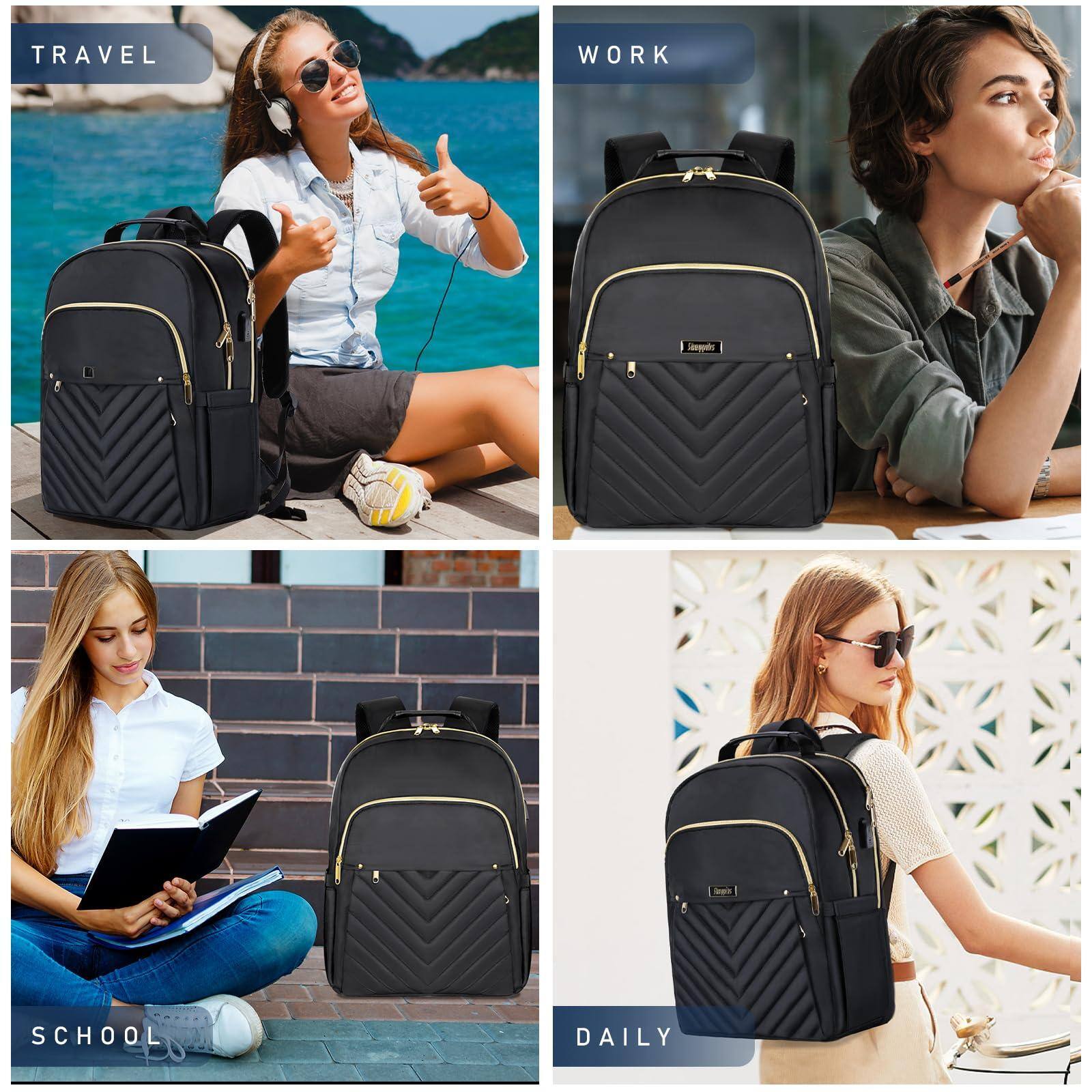 Back. Stamp n Camp - School Backpack For Teens  Black Backpacks Girl College Students Middle High Teachers Bookbag Cute Book Bag Mochilas - A8-black-15.6 Inch.