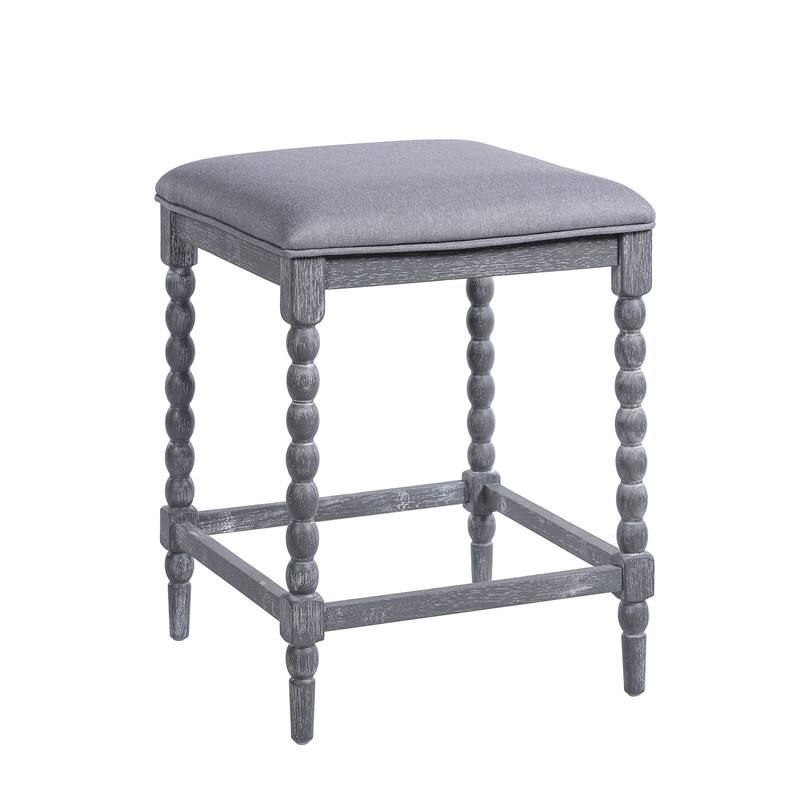 Alt View 1. HTUTWOO - 26" Counter Stools Set of 2, Upholstered Padded Seat, Solid Acacia Wood Frame, for Kitchen Island, Bar & Dining Area - Dark Gray.